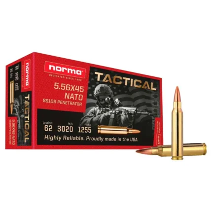 Munição Norma Cal. 5,56X45 FMJ 62GR - Cx 20 un